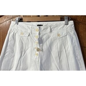 NWT J. Crew Pleated Button Front Pants Chino White Preppy Nautical Sz 4 TALL 34"